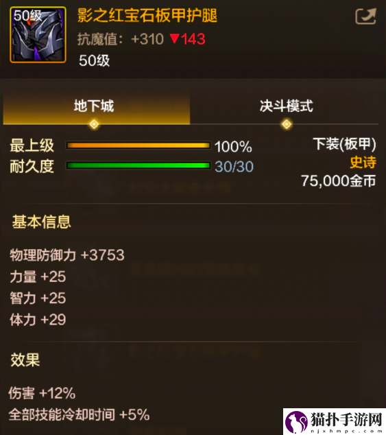 地下城与勇士：起源影之红宝石板甲护腿装备技能效果解读