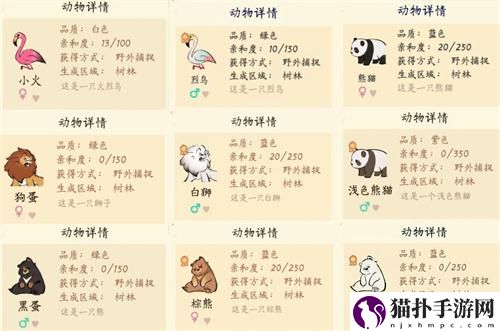 淡墨水云乡动物有哪些淡墨水云乡动物种类图表